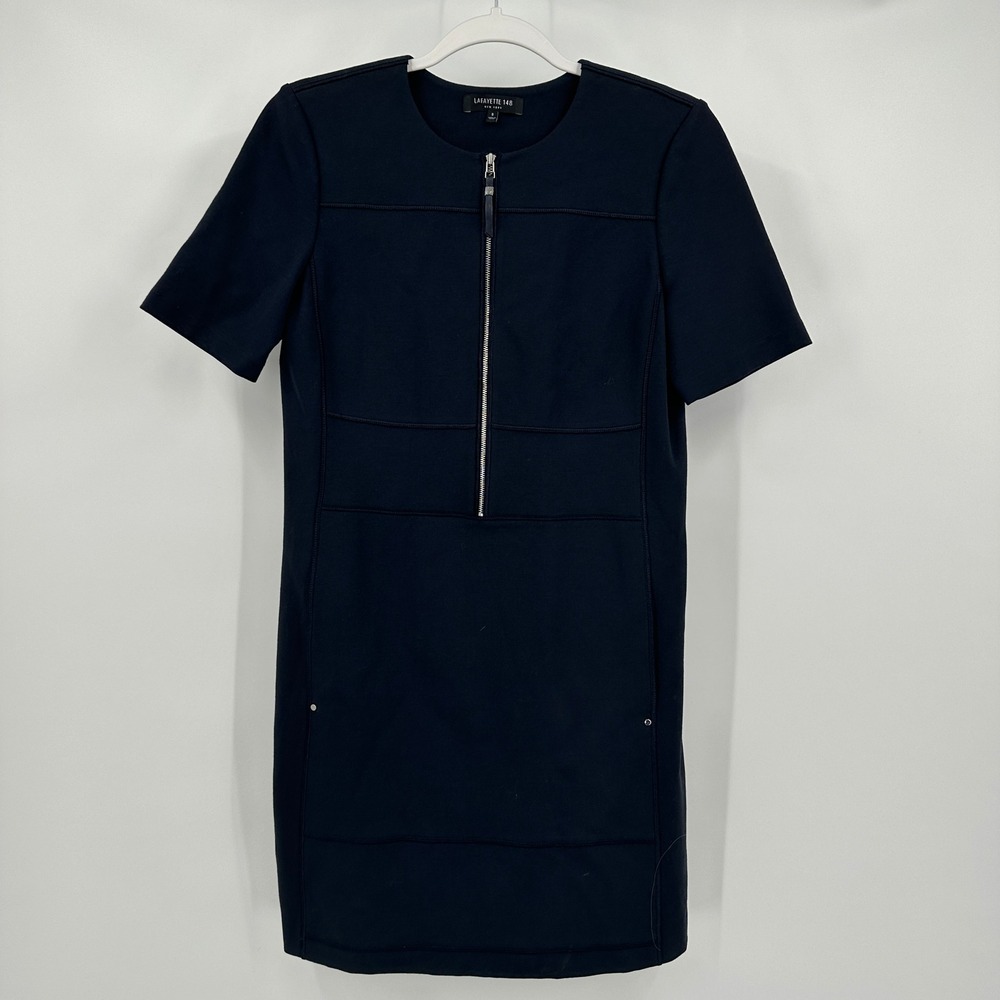 Lafayette 148 Womens Minimalist A-Line Dress Size S Black Modern Chic‎ Work